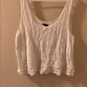 White lace front and trim tank top